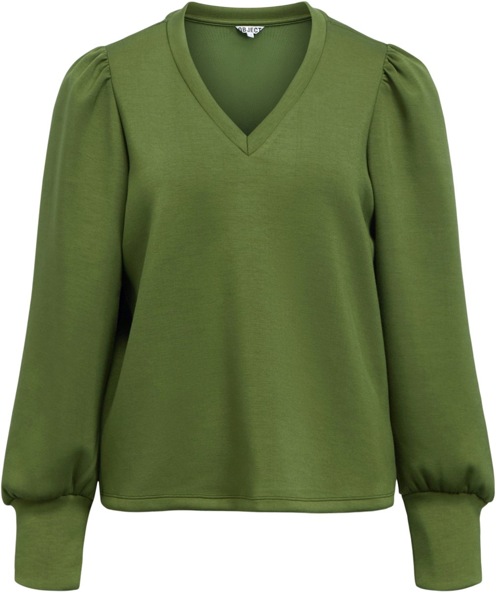 Object Trui Objandrea Re L/s V-neck Sweat Noos 23049291 Bronze Green Dames Maat - S