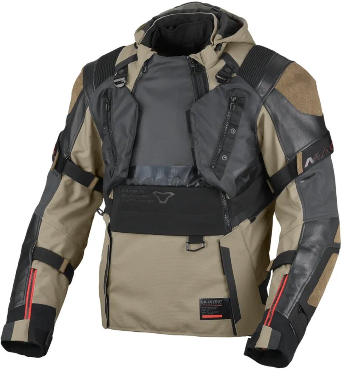 Macna Tryton NightEye waterdichte motorfiets lederen/textiel jas -