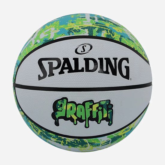 Spalding basketbal met 'Grafiti' print in groen, blauw en geel.