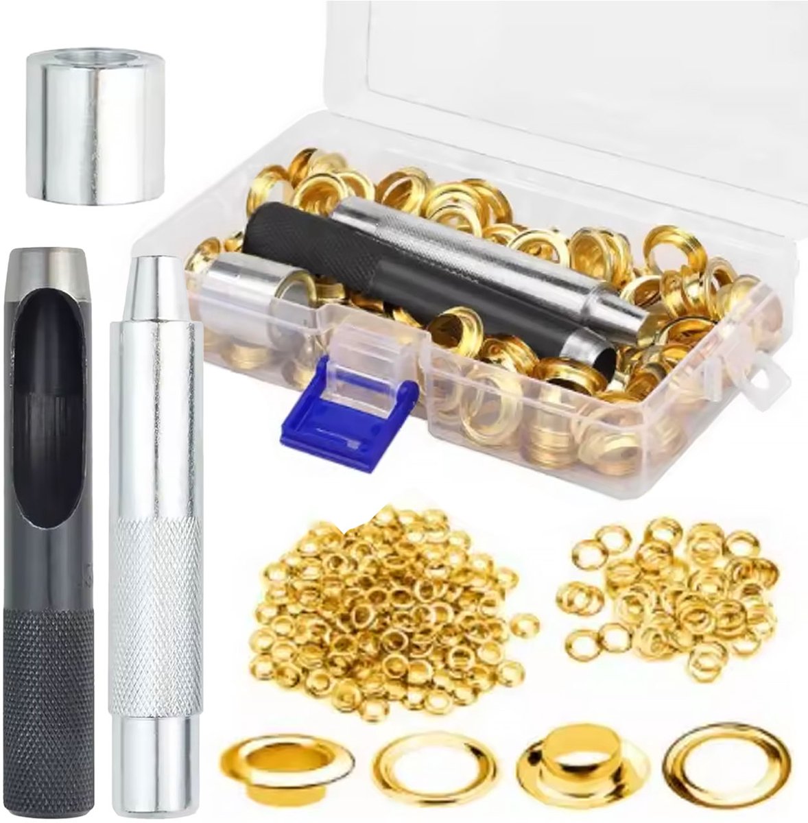 Rosfix FixTool GoldSet 12mm ProKit - Oogjesset 12 mm Goud - 100 St, Metaal, Roestvrij