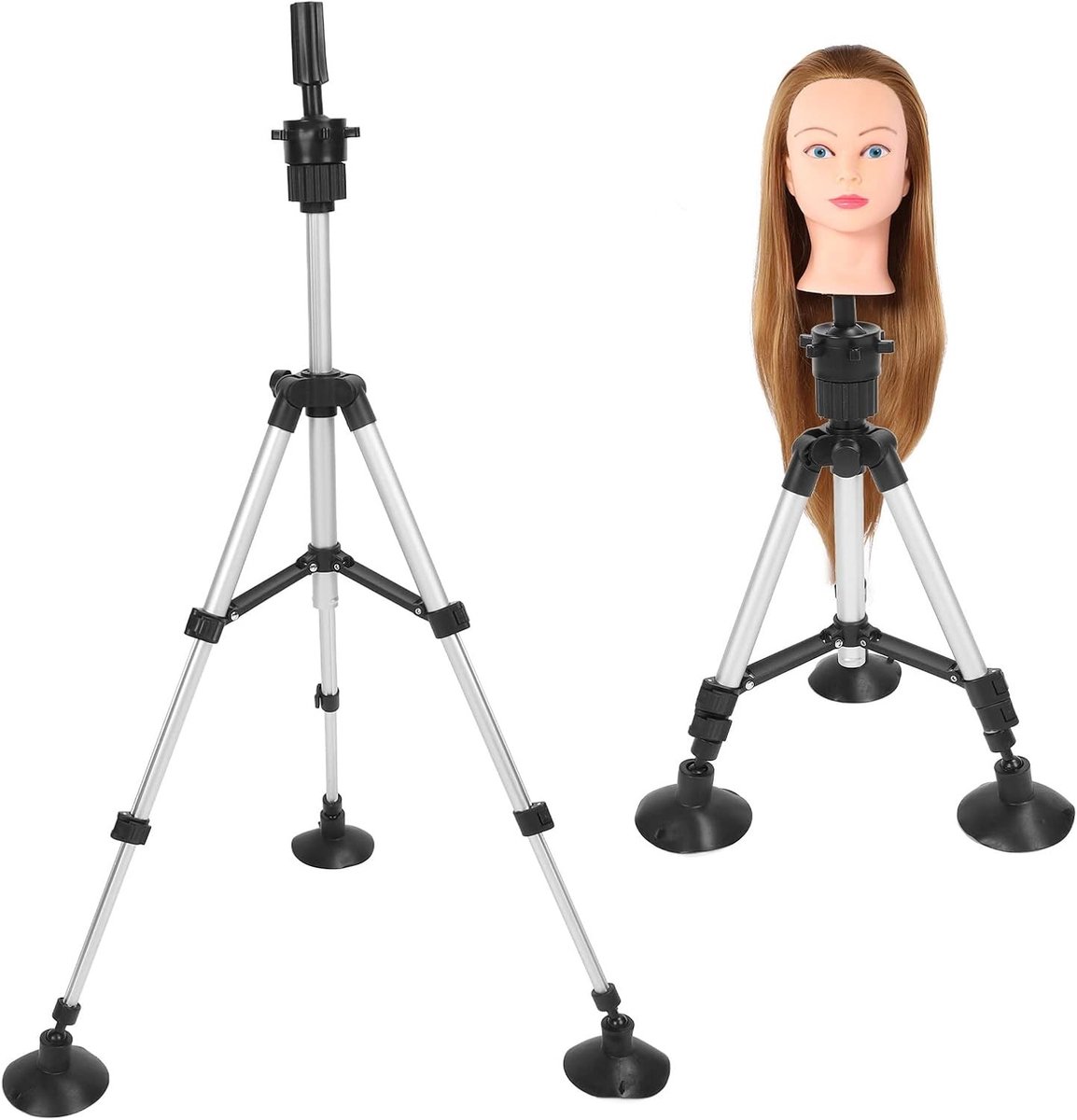 Verstelbare Wigstand met Aluminium Basis voor Stabiele Weergave van Wimpers, Haarstyling en Training