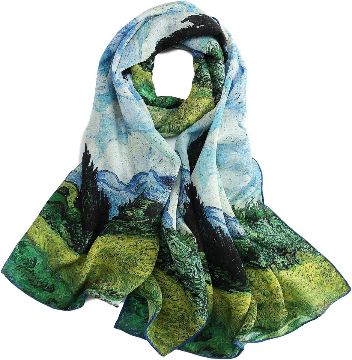 Zijden Sjaal - Deken Sjaal - Mode Accessoire - Klassieke Kunstprint - 155 x 43 cm - Multicolor