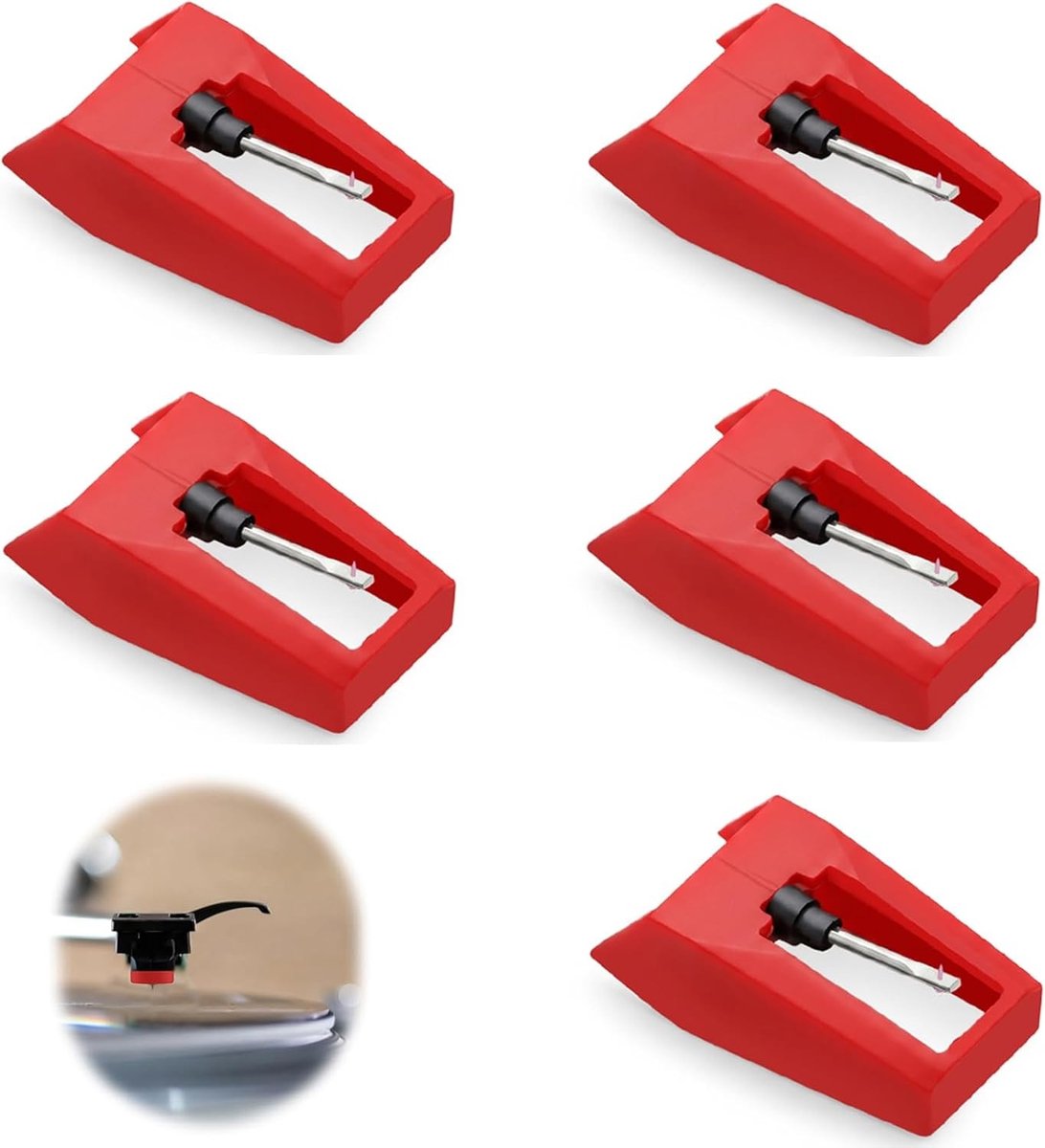 Set van 5 Vervangende Naalden voor Platenspeler, Inclusief Ruby Naalden, Ideaal voor Vinyl en Geluidskwaliteit