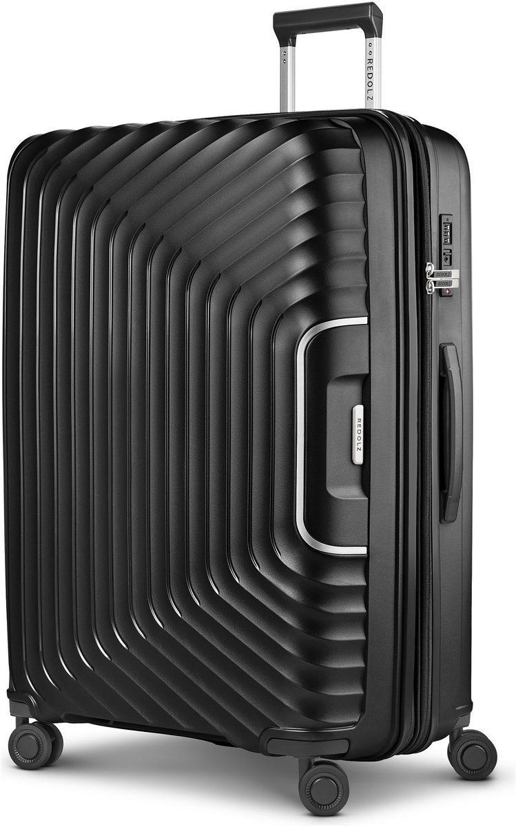 Redolz Essentials 01 4 wielen Trolley L 77 cm met uitbreidingsplooi - Harde bagage - TSA slot - black metallic