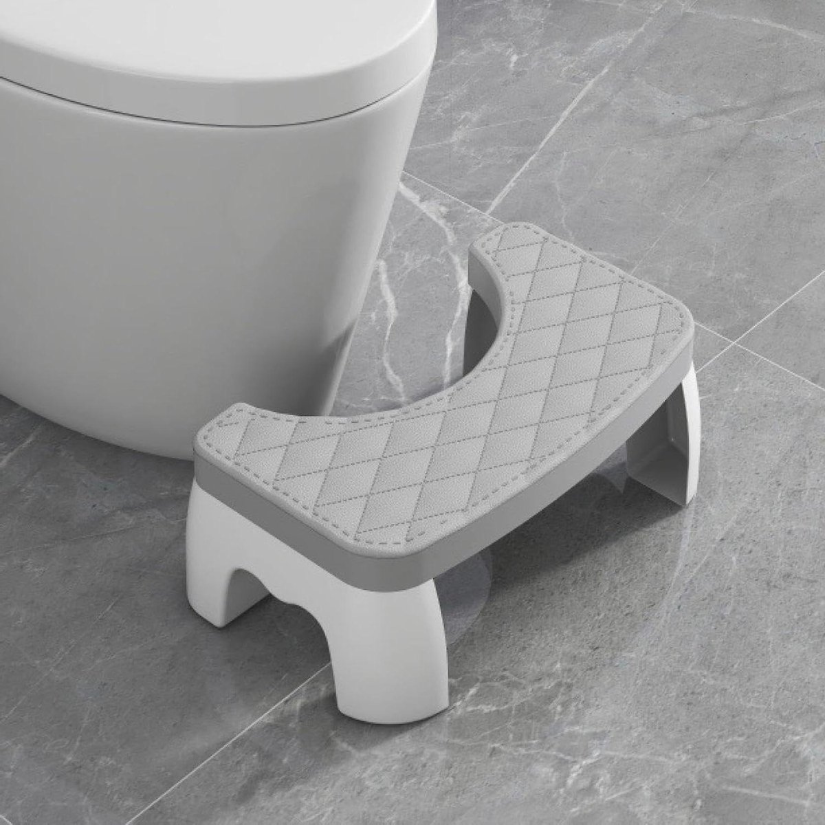 Toilet Hurk Kruk - Wc Stoel Kruk - Comfortabel Toiletteren - Boogontwerp - 42 x 25 x 17 cm - Grijs