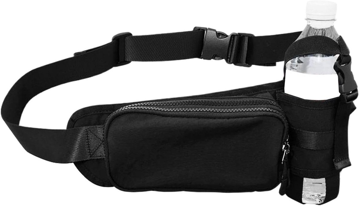 Dames Heuptas - Sport Taillebag - Outdoor Activiteiten - Met Waterfleshouder - 39 cm Lengte - Zwart