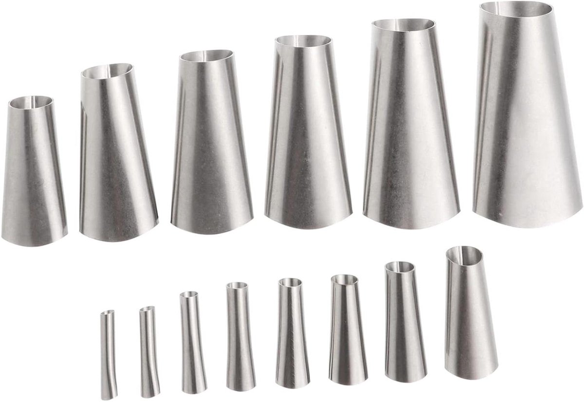 Kit Mondstuk Set - Kitgereedschap Lijm Dispenser - Kit aanbrengen - Roestvrij Staal - 14 Stuks - Zilver
