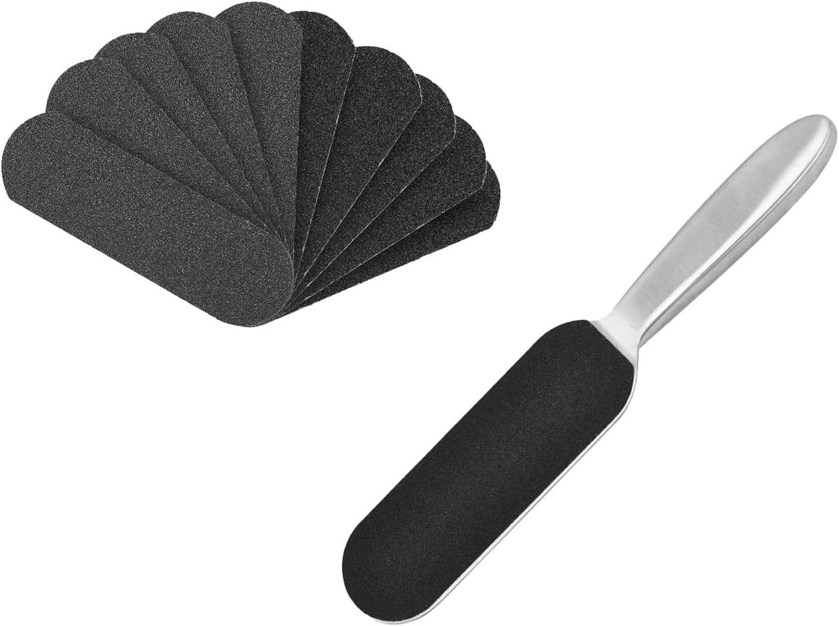 Voetrasp - Roestvrij staal - 25 cm - Dubbelzijdige Voetvijl met Vervangbare Pads - Voor Pedicure en Eeltverwijdering