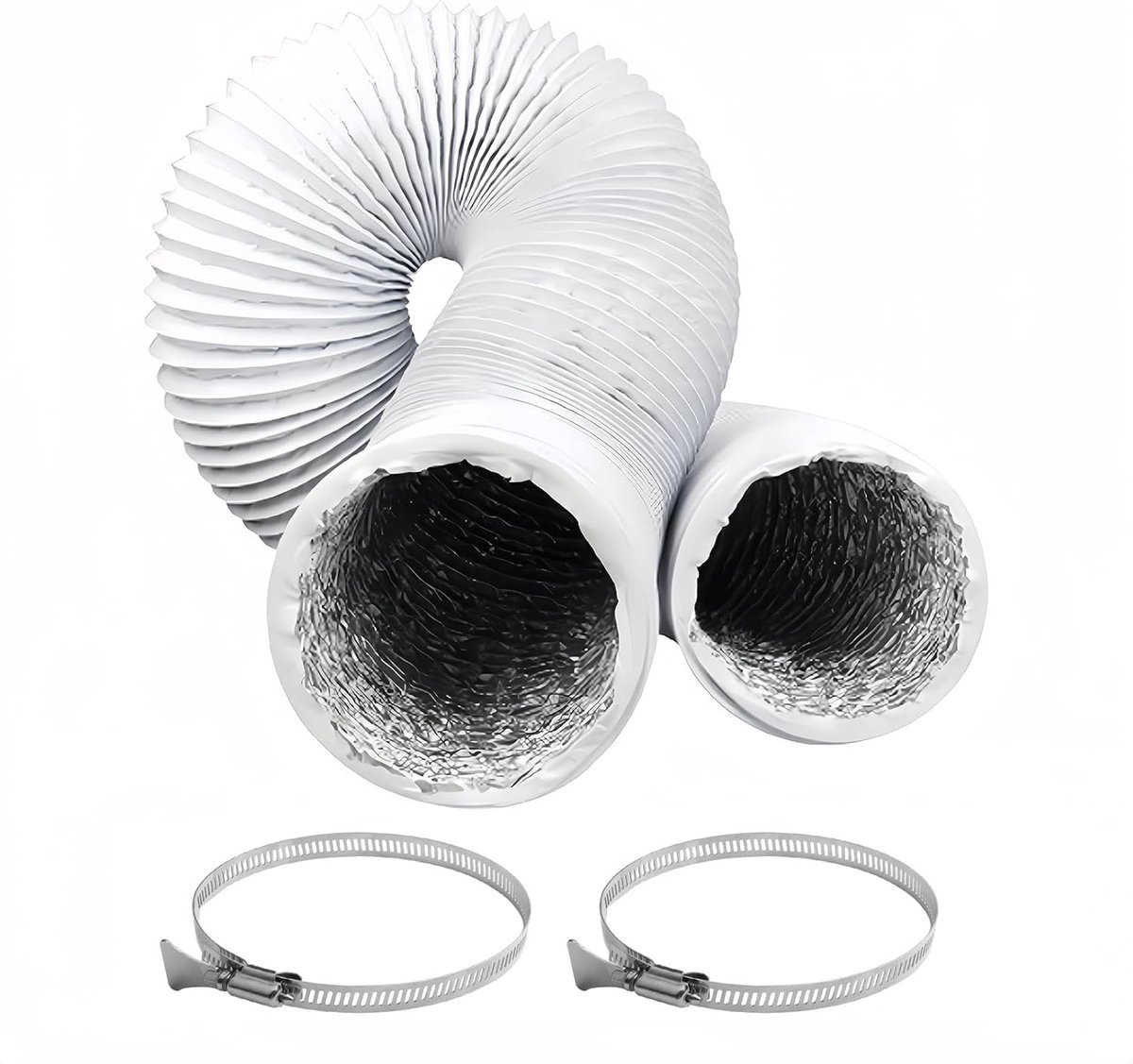 Afvoerslang airco - Aluminium - Diameter 100 mm Lengte 3 m - Flexibele Ventilatieslang met Roestvrijstalen Klemmen - Voor Airconditioning en Luchtontvochtiging
