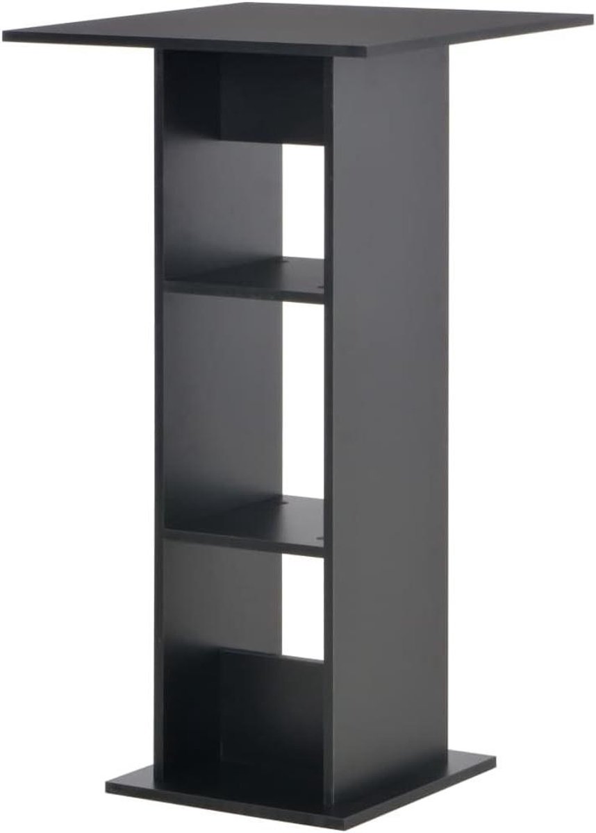 Bartafel Keukentafel - Statafel Eettafel - Gezellig Eten - Met Opbergvakken - 60x60x110 cm - Zwart