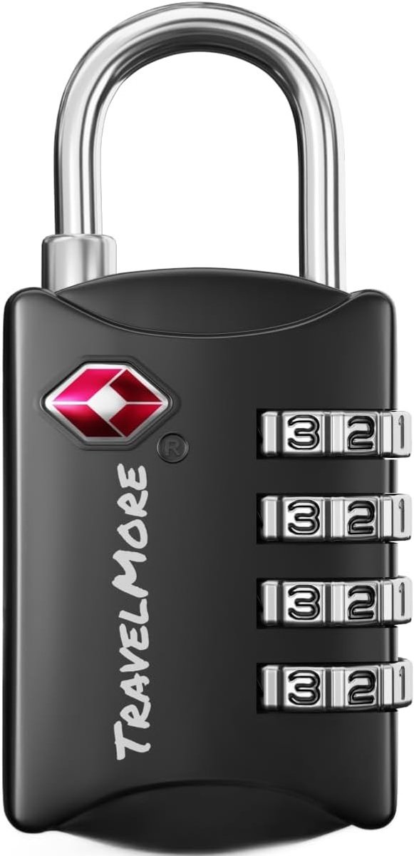 Cijfer-kabelslot 4-cijferig - Zwart - 6,6 x 2,8 x 1,5 cm - Zinklegering TSA-bagageslot voor Reizen