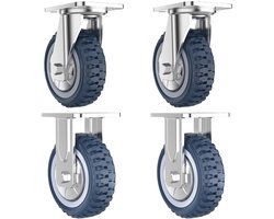 Zwenkwielen Set - Reservewielen Steekwagen - Meubels Verplaatsen - Met Rem - 4 Stuks 5 Inch - Zwart