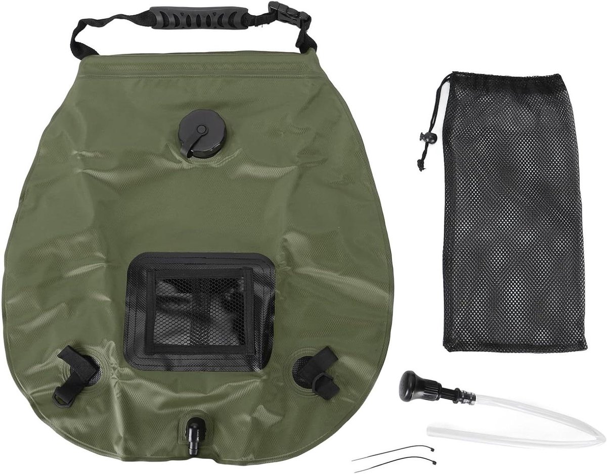 Campingdouche - Zonnedouche - Buitenbad - Zonne verwarming - 20 liter - Legergroen