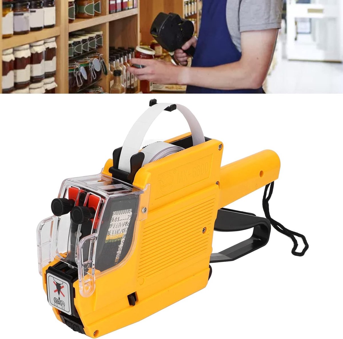 Dater Gun Labeler voor Kantoor en Winkel - 2 Regels, 10 Cijfers, Prijsattacheerder, Geel