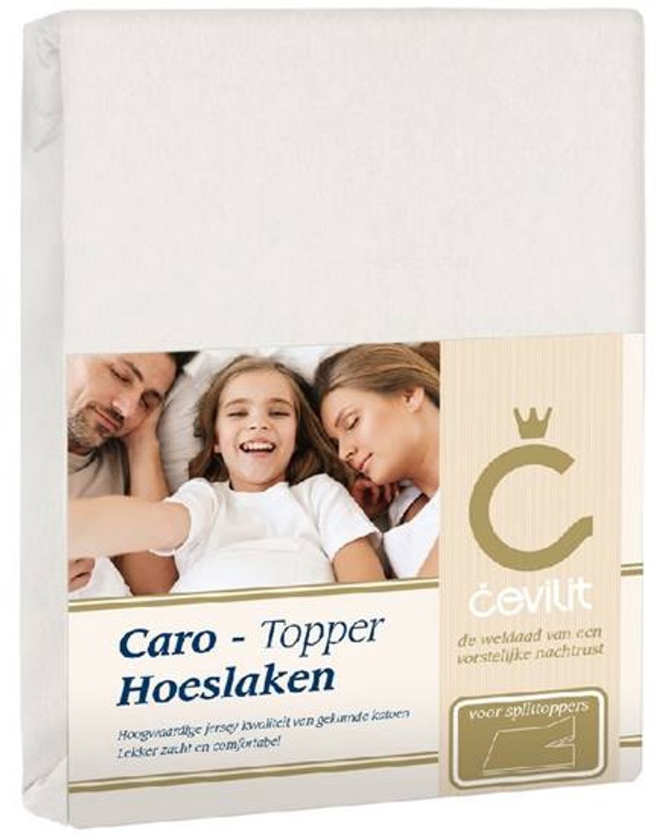 Cevilit Jersey 155 Grams - Caro Splittopper Hoeslaken - Ecru - 160x200 cm
