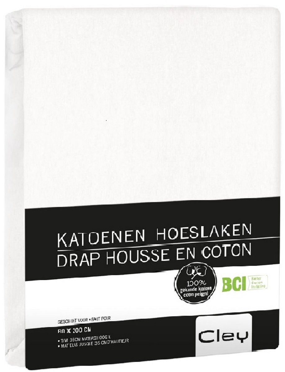 Cley Katoenen Hoeslaken - Wit - 90x220 cm