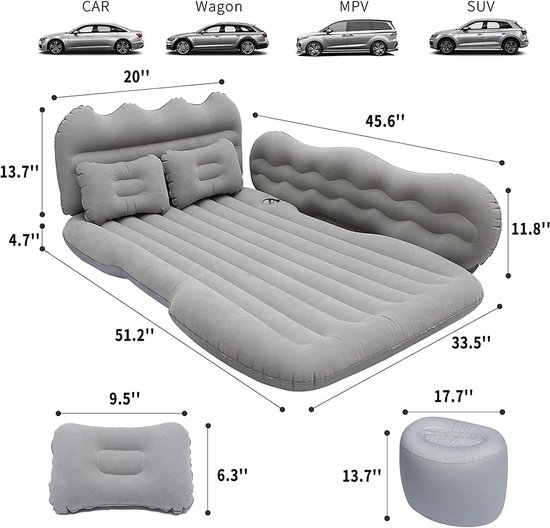 Automatische Matras - Luchtbed Auto - Reizen Comfort - Ingebouwde Pomp - 1 kg - Zwart — afbeelding 3