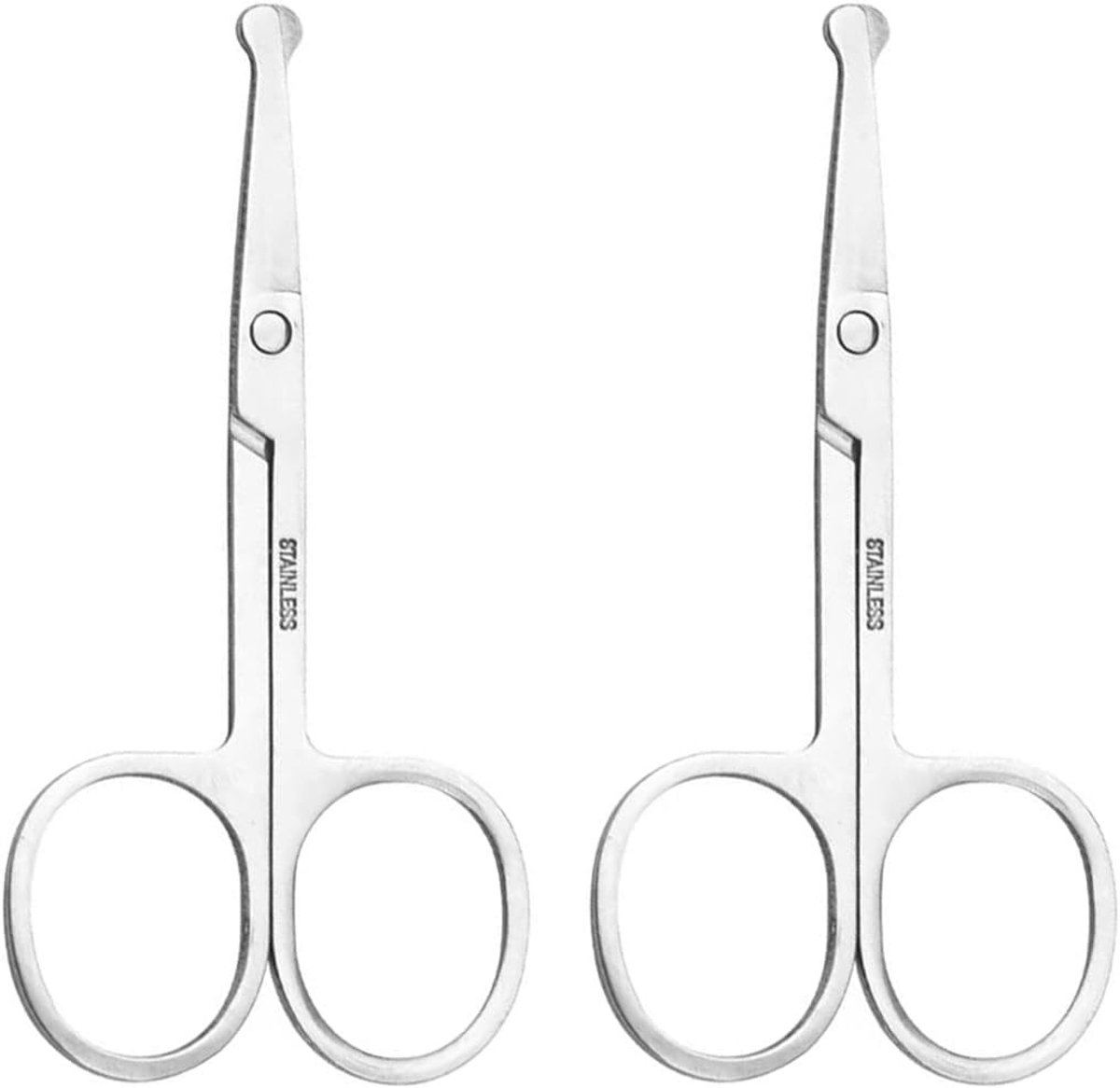 Set van 2 Neushaar- en Fijn Baardscharen voor Mannen, Precisiescharen met Ronde Tips voor Baard-, Oor- en Neushaarverzorging