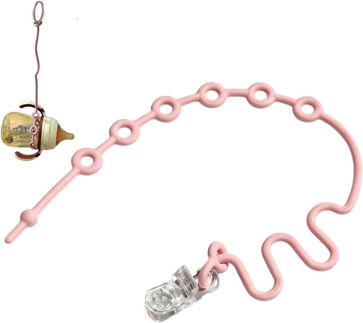 Speelgoed Riemen - Kinderwagen Clips - Speelgoed Bevestigen - Verstelbare Lengte - 8 x 8 x 1.5 cm - Roze