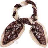 Emilie collection - sjaal - bruin - satijn - vierkant 70x70cm - paisleyprint