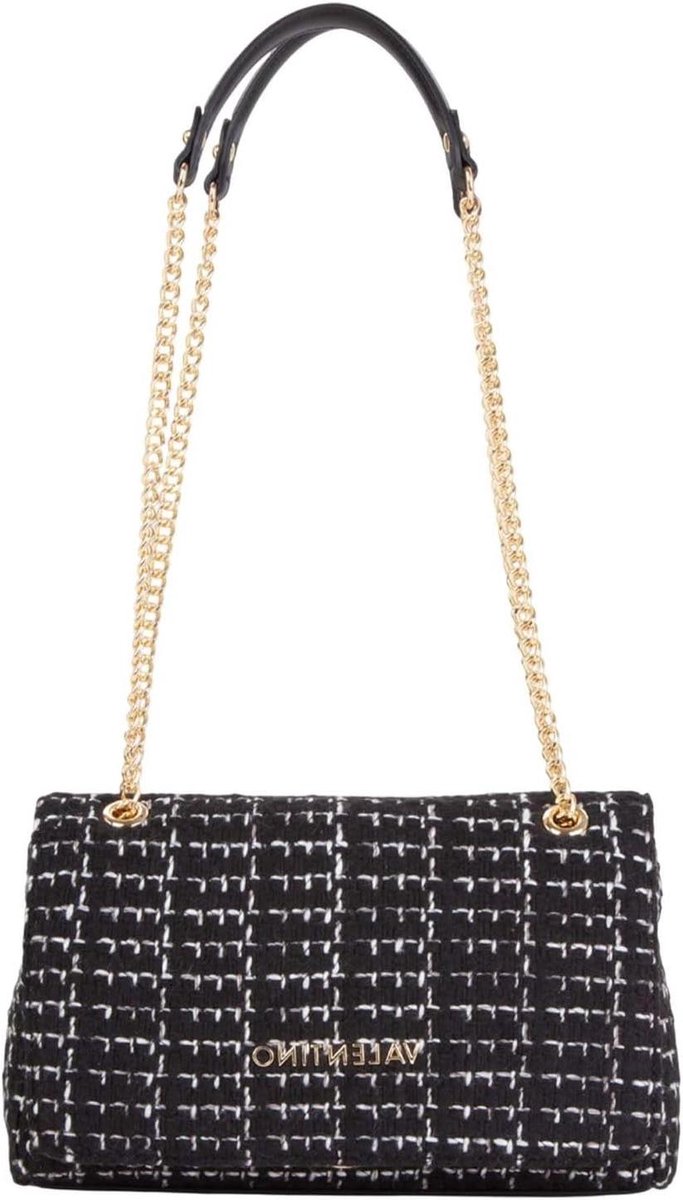 Schoudertas Tweed - Flap Tas - Dagelijks Gebruik - Opvallend Design - 26 cm Breed - Zwart Multicolor