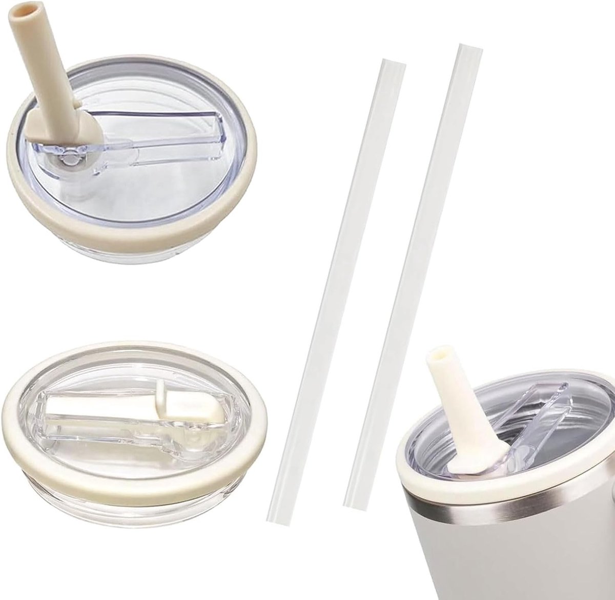 Vervangend deksel met opvouwbare strap voor 40 oz glazen, lekvrije vervangdeksels voor drinkaccessoires en thermosflessen