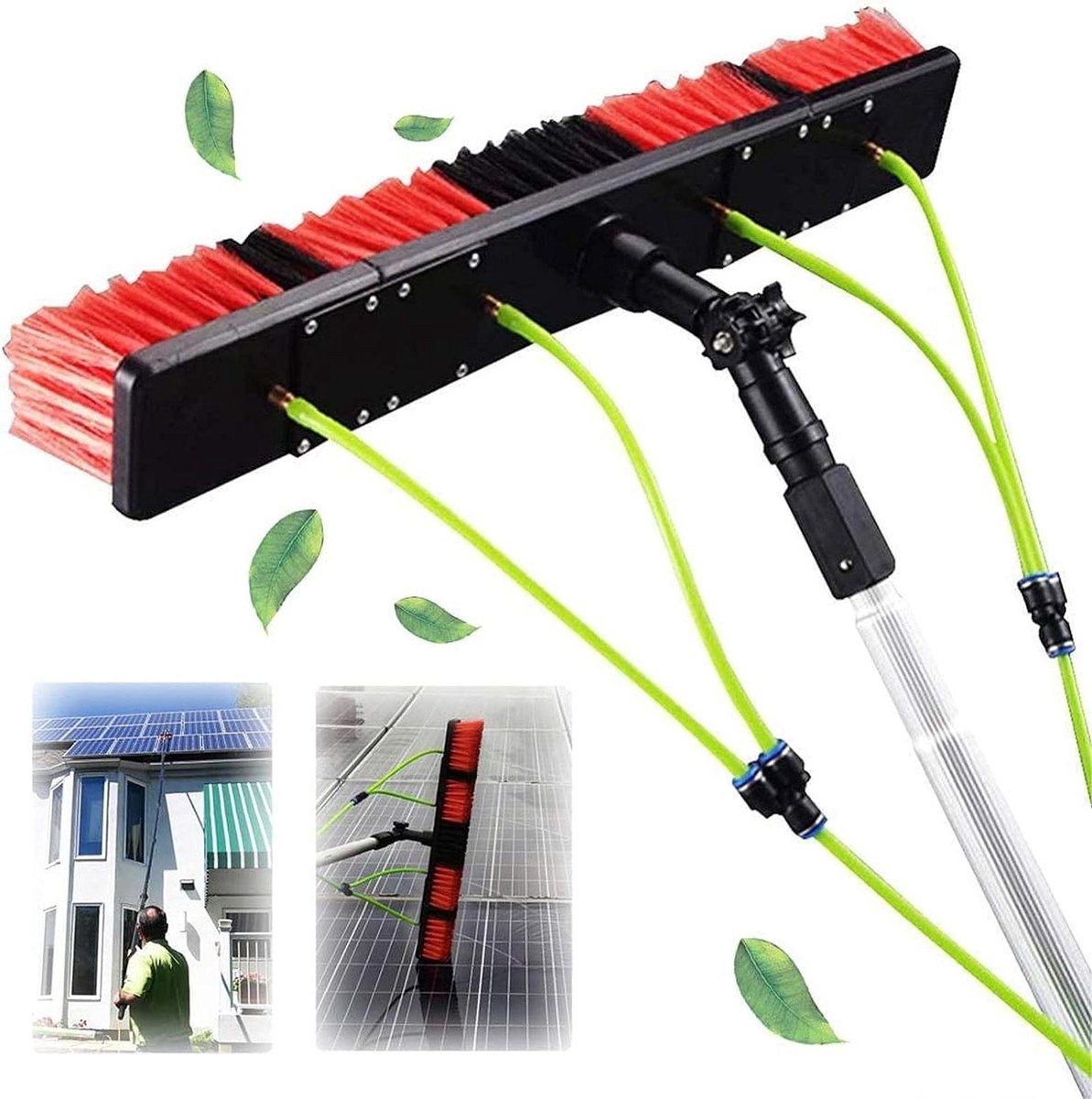 Telescopische raamwisser - Raamtrekker met steel - Ramen lappen - Waterdoorvoer functie - Tot 12 meter - Zilver
