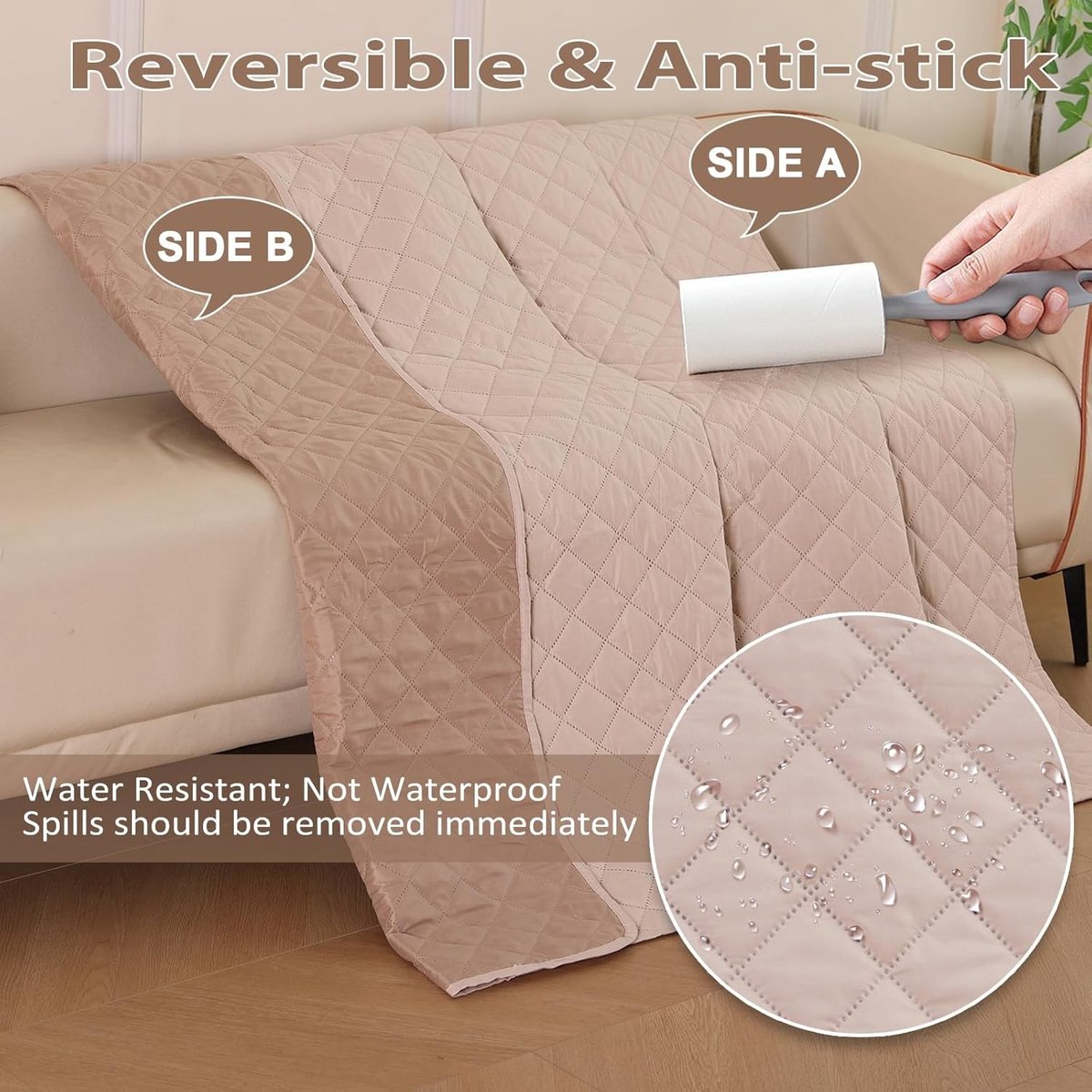 Deken voor auto-achterbank - Roze - 203 x 152 cm - Wasbare, omkeerbare matrasbeschermer - Voor middelgrote en grote honden en katten