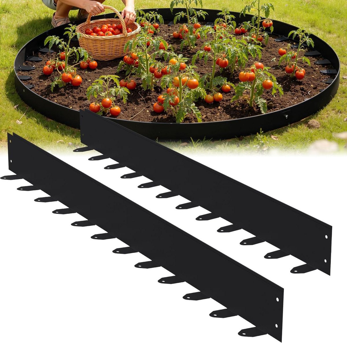 Gazonrand Metaal - Tuinborderrand - Tuin Vormgeven - Flexibel Buigbaar - 20 Stuks - Zwart