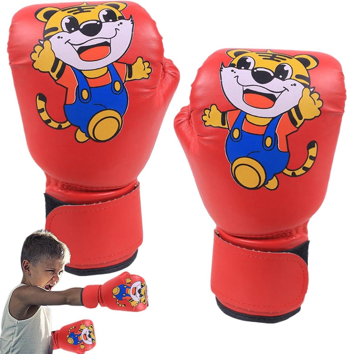 Kinder Bokshandschoenen - Jeugd Sparring Mitts - Sport Training - Ademend PU Materiaal - 3-12 Jaar - Rood