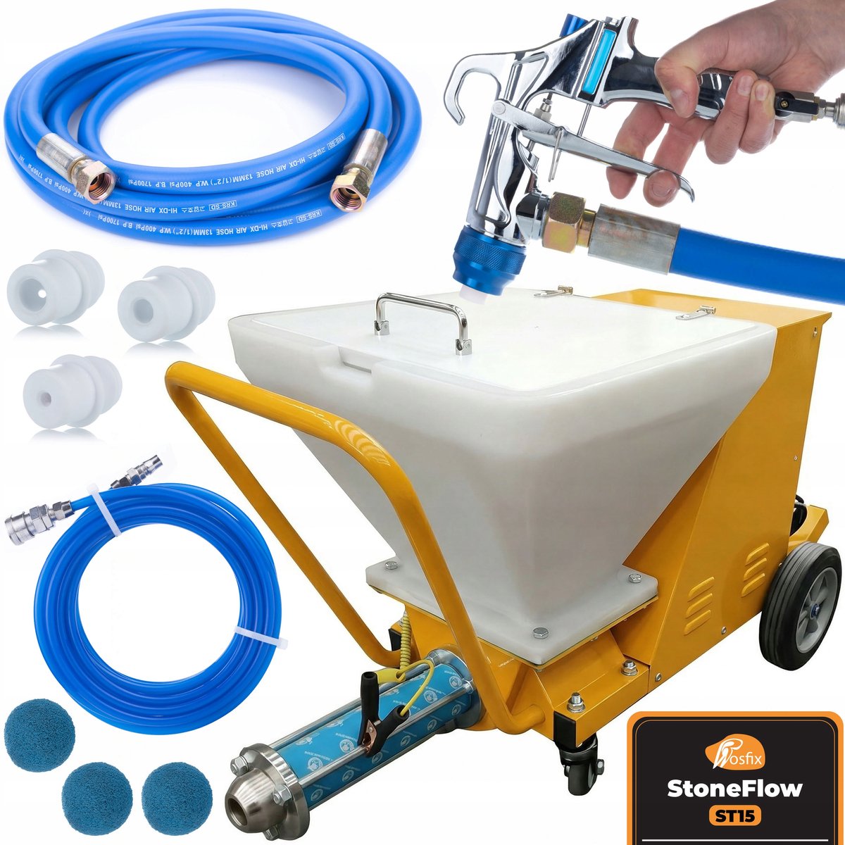 Rosfix StoneFlow ST15 Pleisterspuitmachine Set - Borstelloze 3000 W Motor