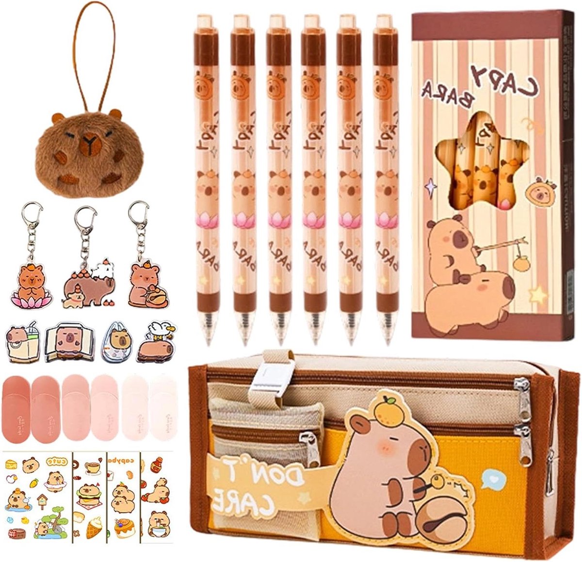 Etui - Pennenbakje Pennenhouder - Briefpapier Organiseren - Schattig Capybara Ontwerp - 22x15x3.5cm - Meerkleurig
