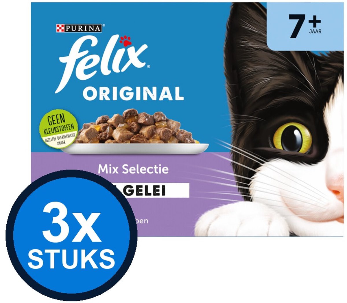 3x Felix - Original Senior Mix Selectie in gelei - Kattenvoer - 12x85g