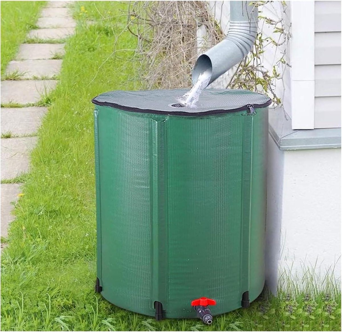 Opvouwbare Regenton - Wateropslag Tank - Tuin Bewateren - Efficiënte Regenwaterfiltratie - 1000L - Zwart
