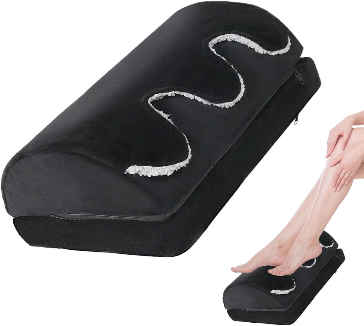 Voetensteun Bureau - Voetenbankje Verstelbaar - Comfortabel Zitten - Met Warmtezak - 40 x 30 x 16.5 cm - Grijs
