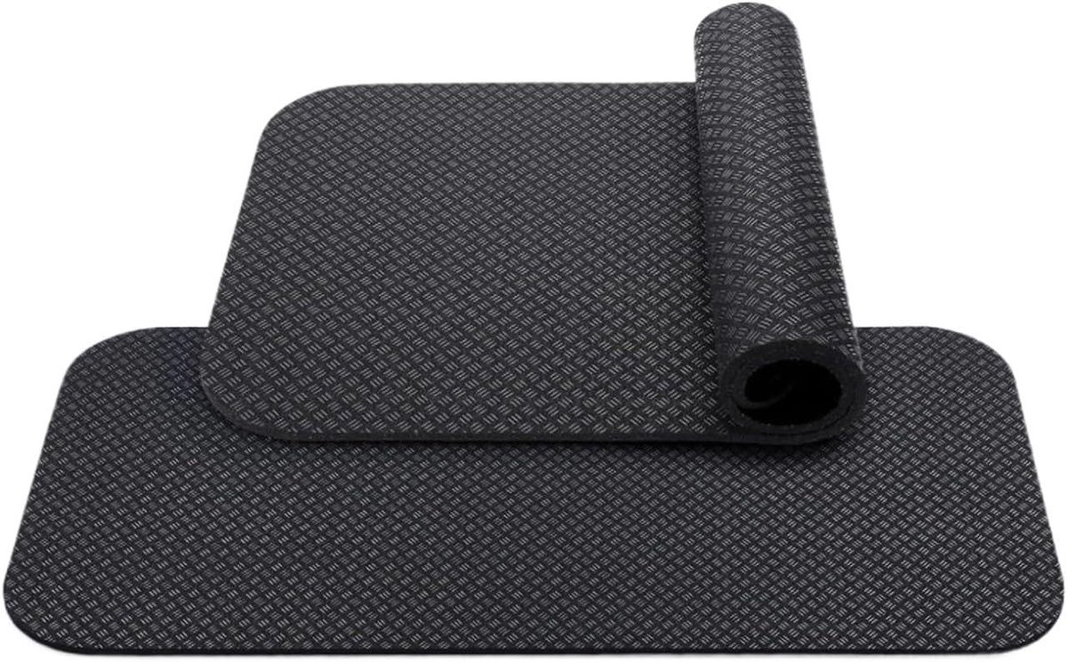 Hometrainer Mat - Fitnessmat - Vloer Beschermen - Dubbelzijdig Dik - 63x30 cm - Zwart