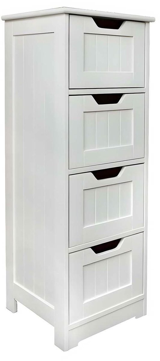 Begryf - Smalle badkamerkast - 4 lades - Volledig wit - 30 x 30 x 81 cm