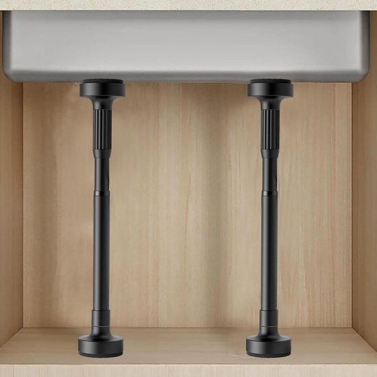 Verstelbare Stang - Telescoopstang Gordijn - Meubel Stabiliseren - Antislip Siliconen Pads - 46 x 8 cm - Zwart — afbeelding 2
