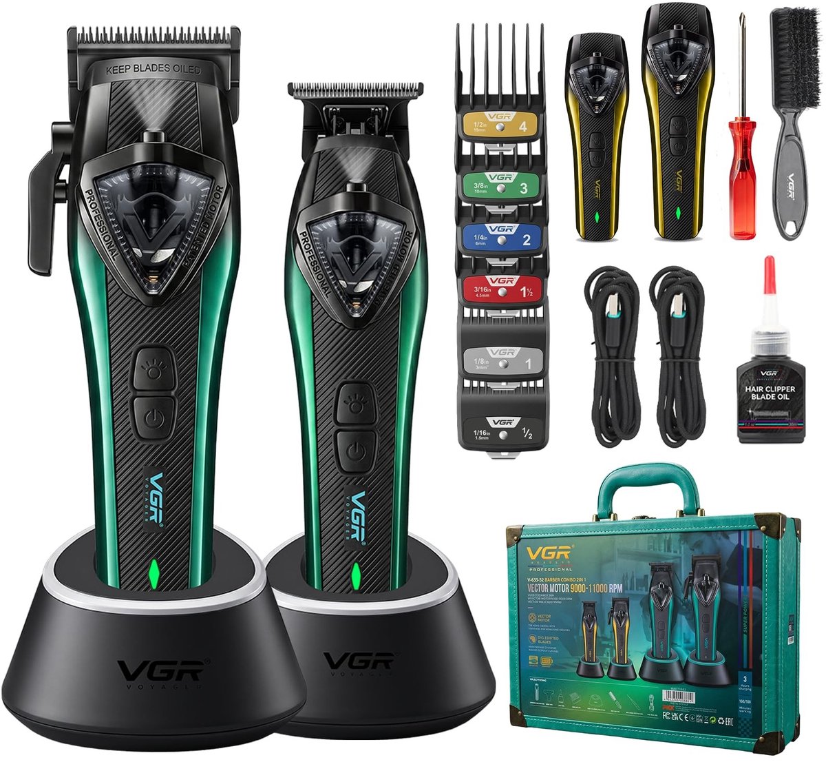 Omgoods - Professionele Haartrimmer Set met Oplaadstation en LED Display
