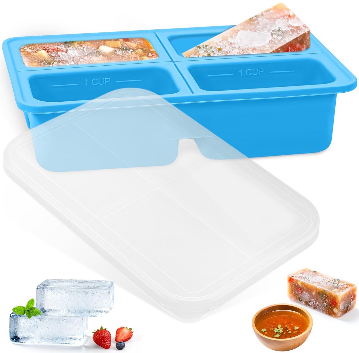 Omgoods - Silicone Vriesvorm met Deksel voor Voedselopslag