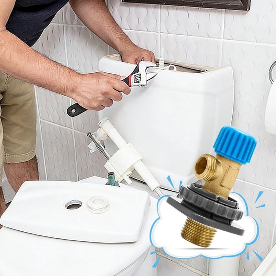 Hoekventiel 3/8 inch voor inbouwspoelbak en toiletaansluitingen, messing vulventiel voor Geberit en andere merken, geschikt voor modellen 21245 8 en 240269001 — afbeelding 3
