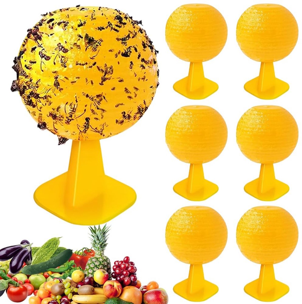 Omgoods - Set van 6 Plakstrips voor Fruitvliegen in Keuken en Tuin