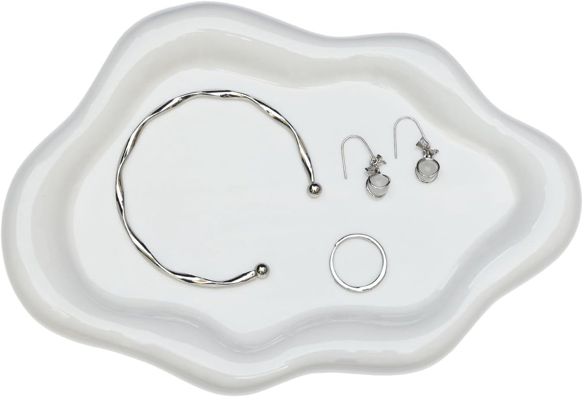 Decoratieve Dienblad voor Cosmetica en Sieraden- Sieradenschaal - Wolk Sieradenschotel - PP - Wit