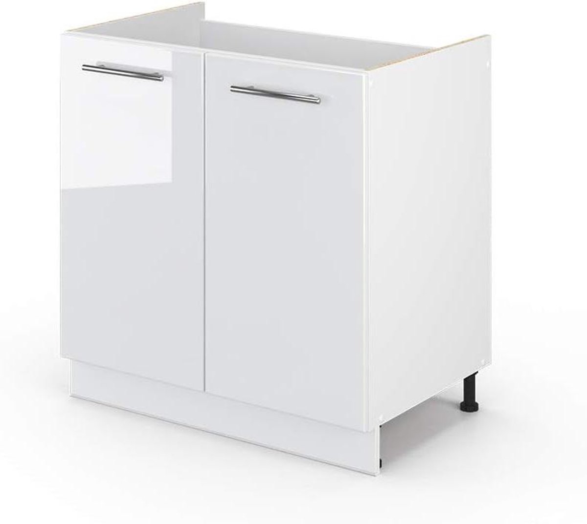 Keukenkast - Hangend meubel - Keuken opbergen - Softclose scharnieren - 80 cm breed - Wit hoogglans