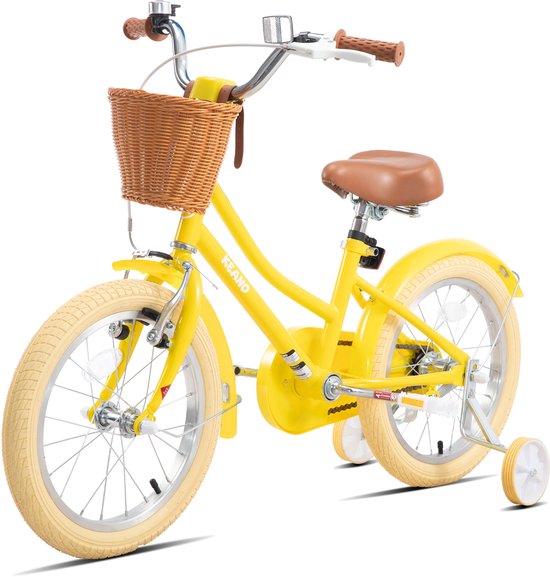 KEANO 12 Inch Kinderfiets voor Meisjes, 3-4 Jaar, 33-41 inch, met Zijwieltjes, Kinderfiets Geel — afbeelding 4