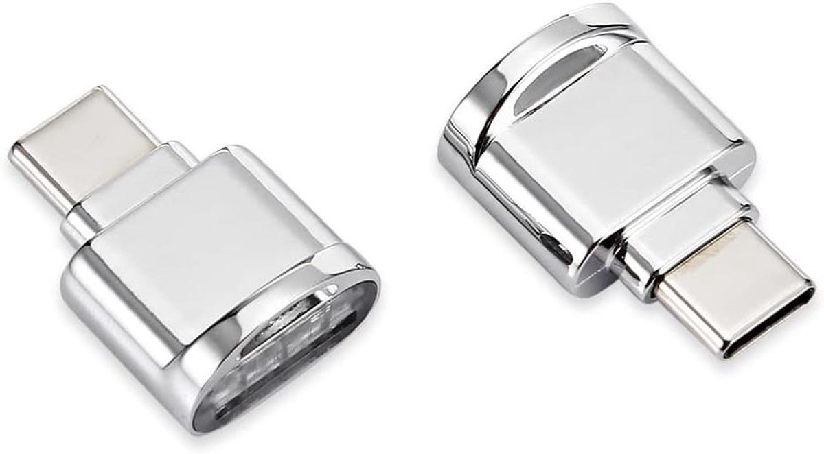 Kaartlezer Adapter - USB C MicroSD - Bestanden Overzetten - Plug en Play - 2 stuks - Zwart