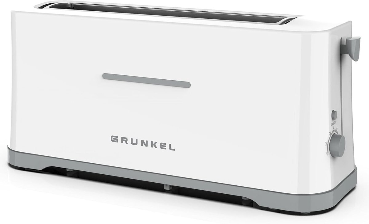 Broodrooster met tostiklemmen - Wit - 2 sneetjes - 980 W - Met 7 Bruiningsniveaus en Kruimellade