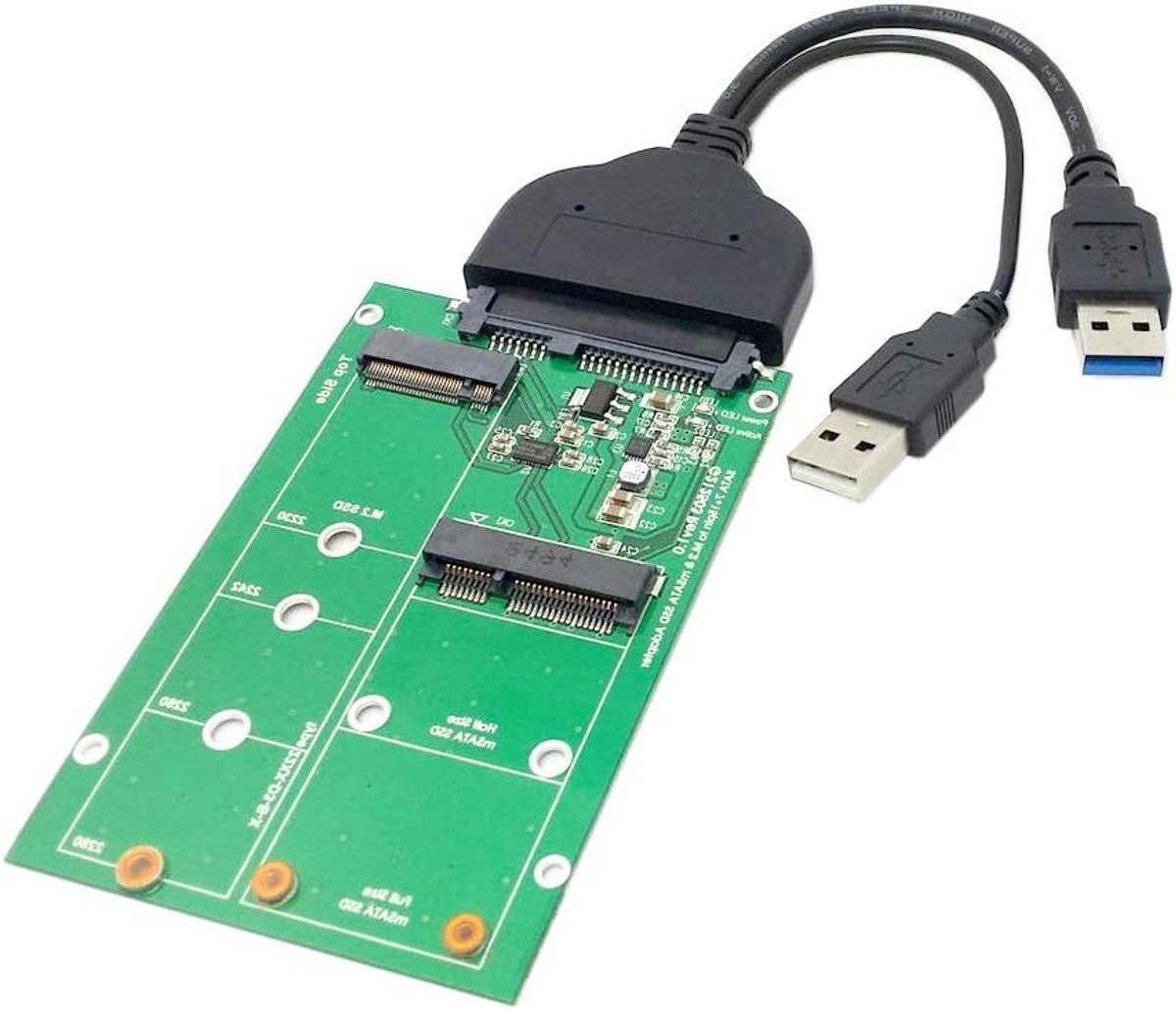 SSD Adapter Converter - M.2 NGFF mSATA - Data Opslag Uitbreiden - 2-in-1 Combo - 2.5 inch - Zwart
