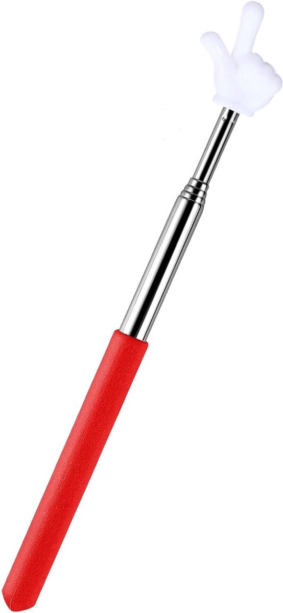 Aanwijsstok Telescopisch - Vingerwijzer Intrekbaar - Lesgeven Klaslokaal - Unieke Vorm - 68 cm Uitrekbaar - Rood