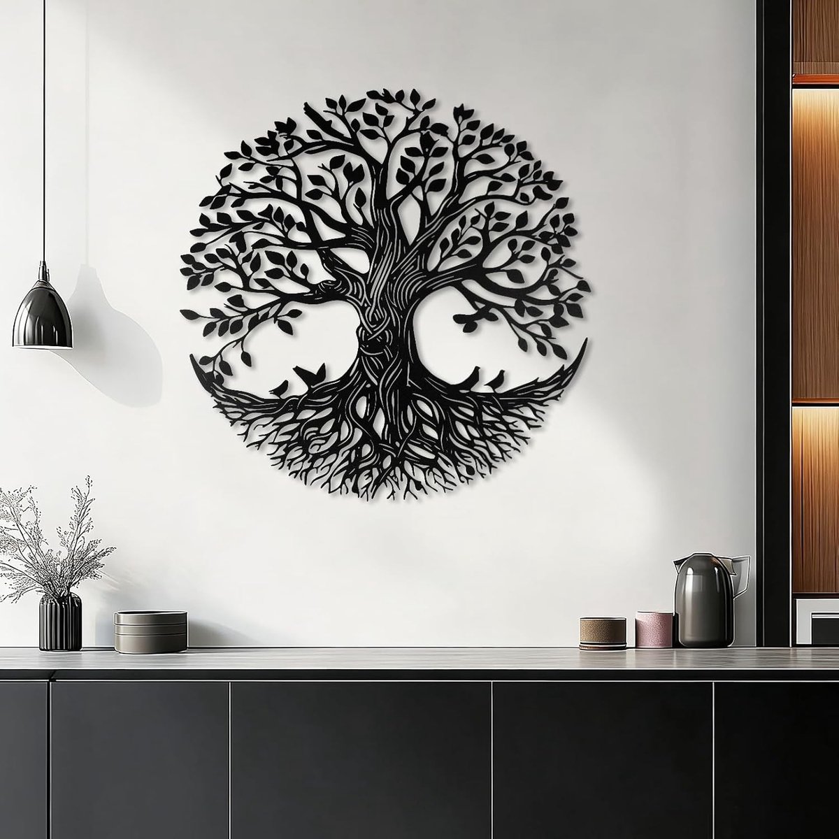 Kleurrijke Boom des Levens Wanddecoratie van Metaal, 32.5cm, Rustieke IJzeren Sculptuur voor Woonkamer, Slaapkamer en Badkamer, Bohemian Interieur en Cadeau voor Huiseigenaren